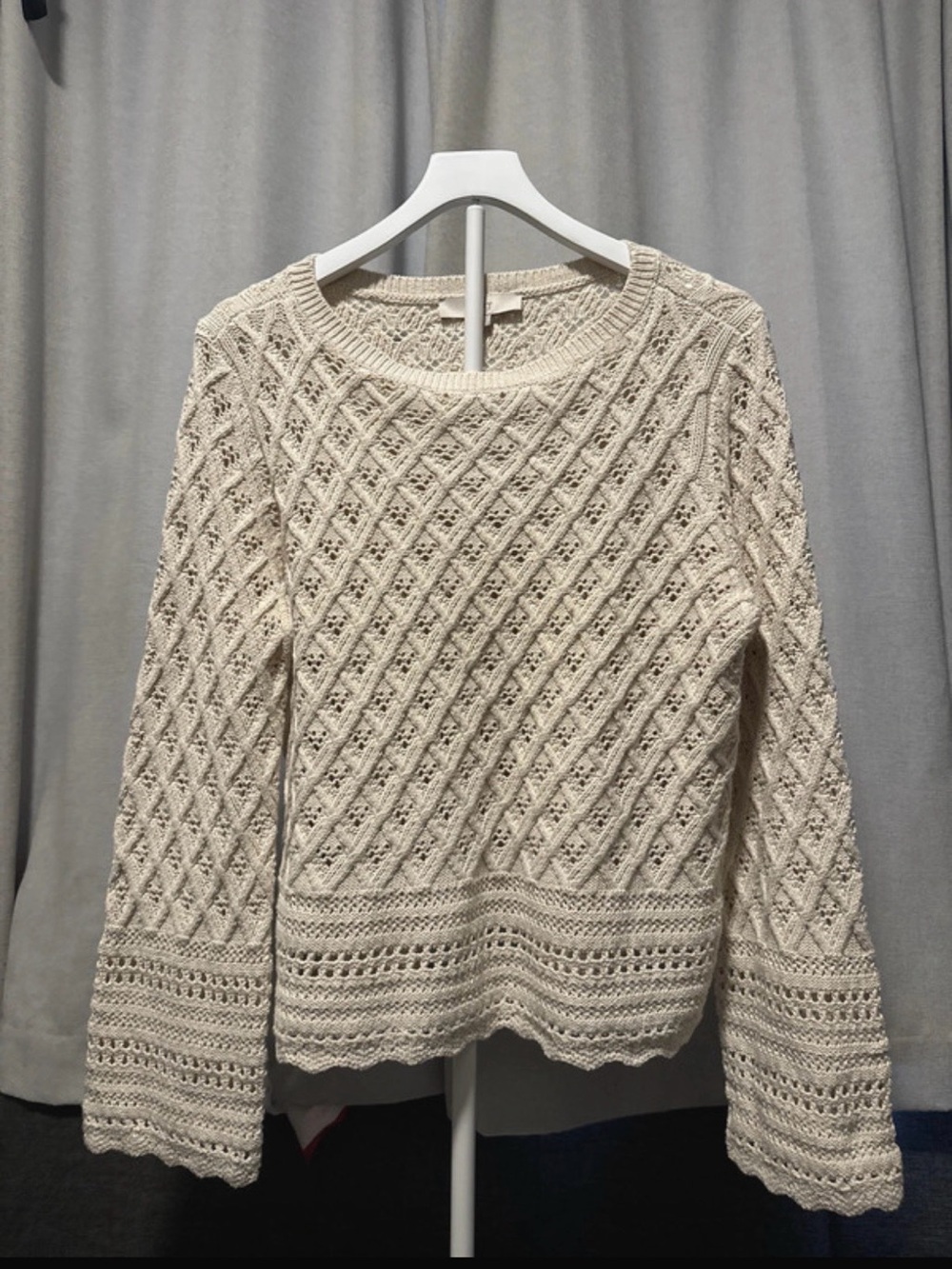 LOFT Cream Openwork Crewneck Knit Sweater *BRAND NEW*